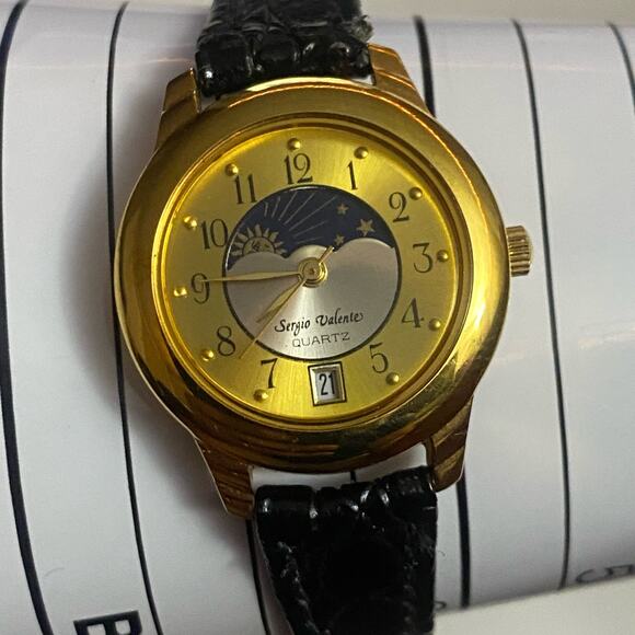 Sergio Valente | Accessories | Sergio Valente Moonphase Gold Tone Dial